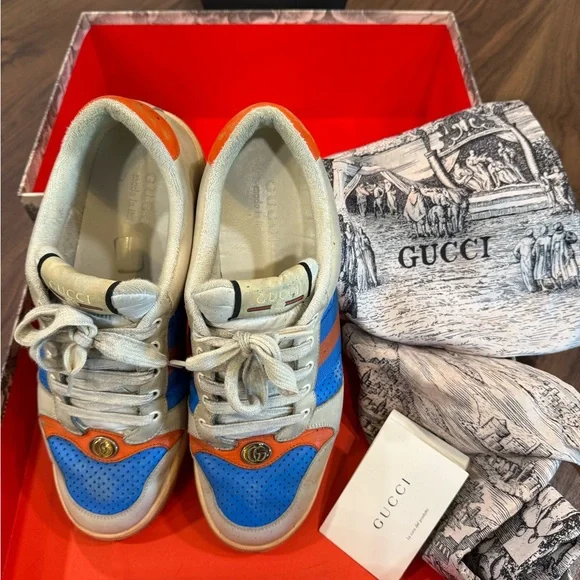Gucci Blue and Orange Sneakers vintage look in great shape!! - Picture 2 of 9